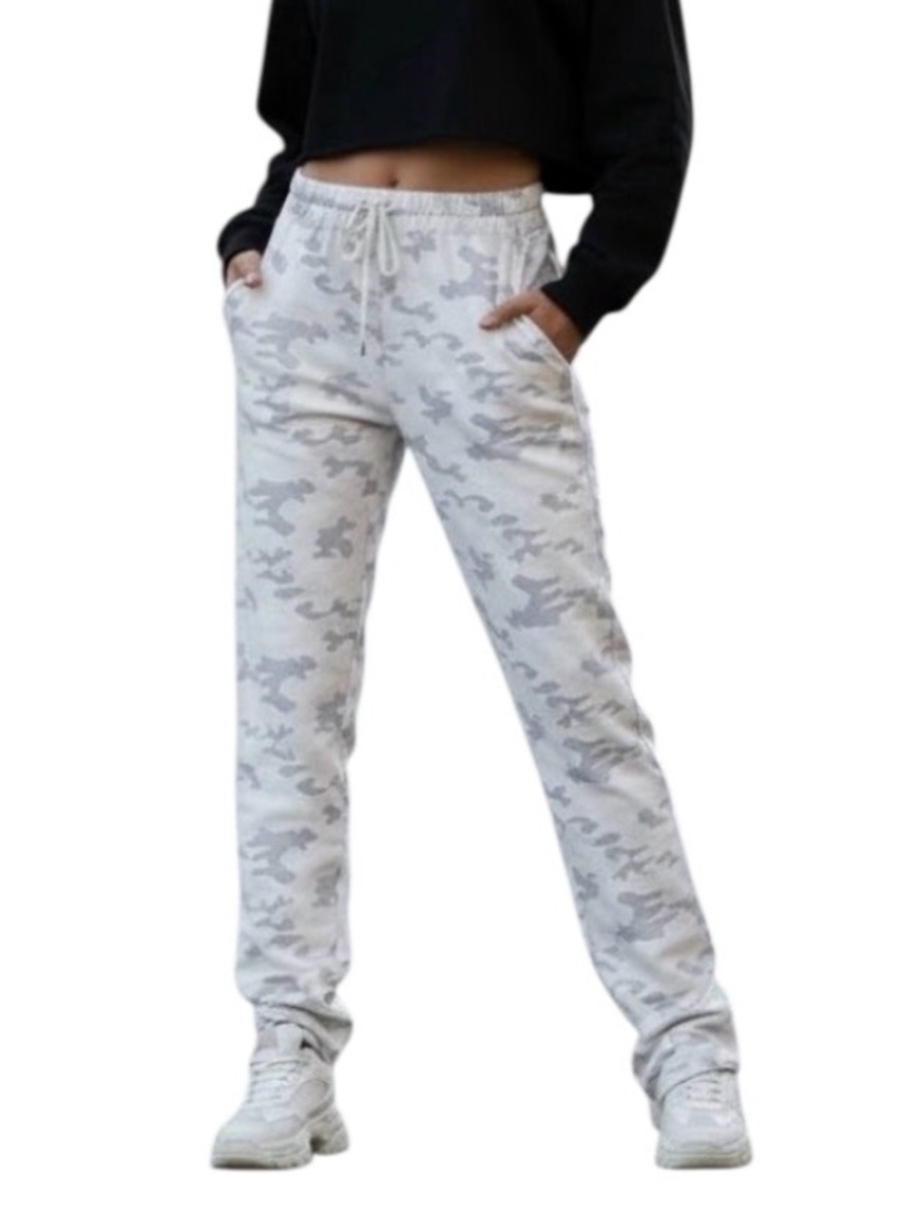 Bevy Flog Shely Pants White Gray Camo Size 29